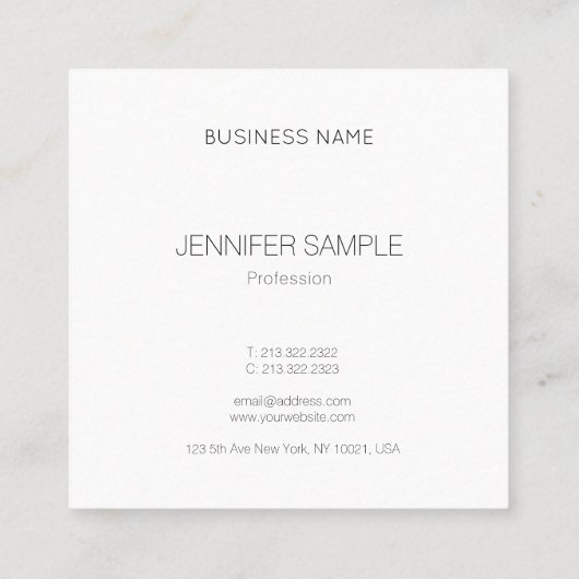 プロフェッショナルモダンシンプルテンプレートシエレガントック スクエア名刺 (裏面)