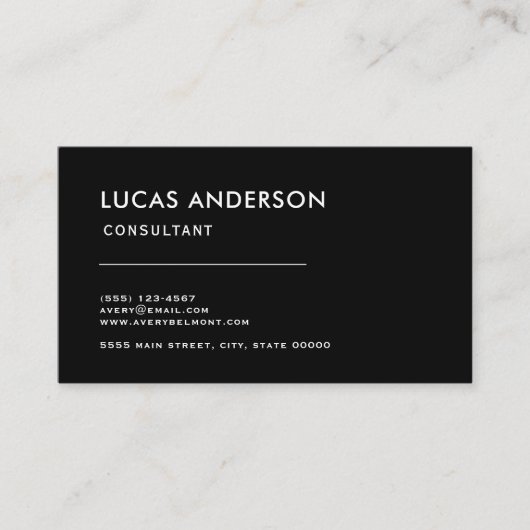 プロフェッショナルモダンシンプルブラックミニマリスト 名刺 (正面)