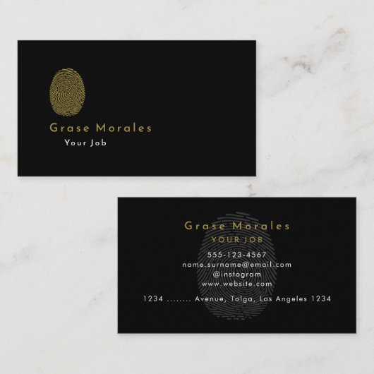 プロフェッショナルモダンシンプルブラックミニマリスト 名刺 (正面/裏面)