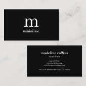 プロフェッショナルモダンシンプルブラックミニマルモノグラム 名刺 (正面/裏面)