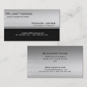 プロフェッショナルモダンシンプルブラッシュメタルとブラック 名刺 (正面/裏面)