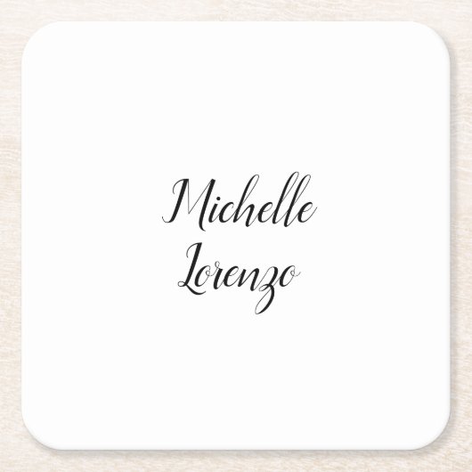 プロフェッショナルモダンシンプルプレーンあなたの名前 スクエアペーパーコースター (正面)