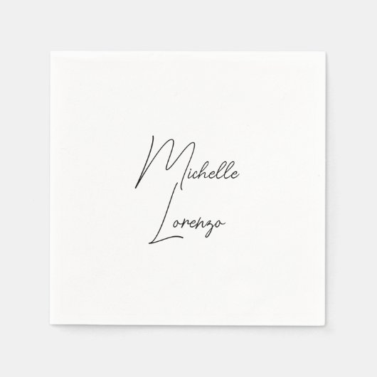 プロフェッショナルモダンシンプルプレーンブラック&ホワイト スタンダードカクテルナプキン (正面)