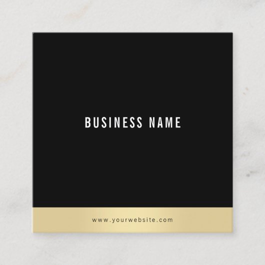 プロフェッショナルモダンシンプルプレーン金ゴールド白黒 スクエア名刺 (正面)