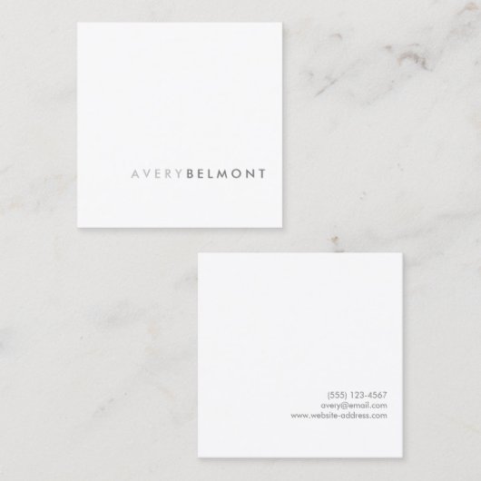 プロフェッショナルモダンシンプルホワイトミニマリストスクエア スクエア名刺 (正面/裏面)