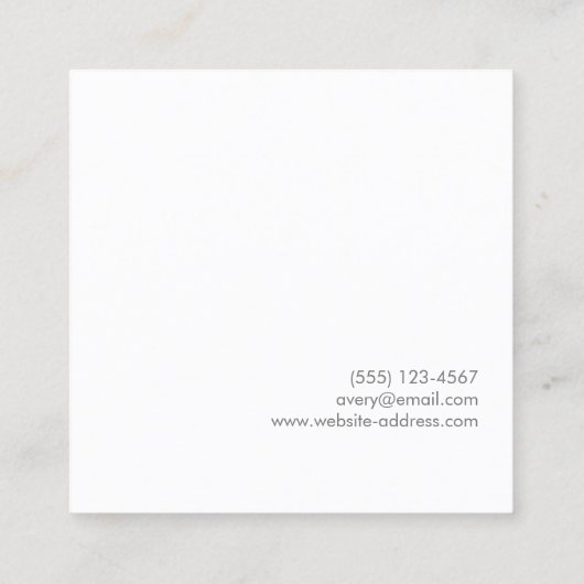 プロフェッショナルモダンシンプルホワイトミニマリストスクエア スクエア名刺 (裏面)