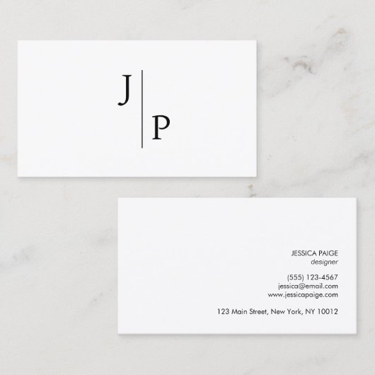 プロフェッショナルモダンシンプルモノグラムホワイト 名刺 (正面/裏面)