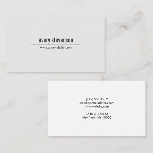 プロフェッショナルモダンシンプルライトグレーミニマリスト 名刺 (正面/裏面)