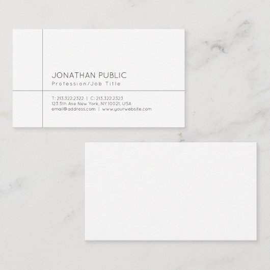 プロフェッショナルモダンシンプル洗練プレーン 名刺 (正面/裏面)