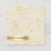 プロフェッショナルモダンシンプル金ゴールドブラシ付き金属箔 スクエア名刺 (正面)
