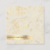 プロフェッショナルモダンシンプル金ゴールドブラシ付き金属箔 スクエア名刺 (正面)