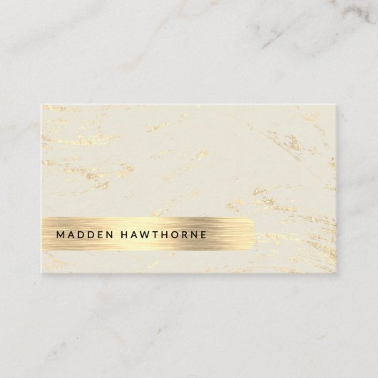 プロフェッショナルモダンシンプル金ゴールドブラシ付き金属箔 名刺 (正面)