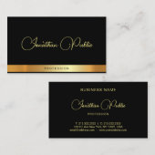 プロフェッショナルモダンスエレガントクリプト名ブラック金ゴールド 名刺 (正面/裏面)