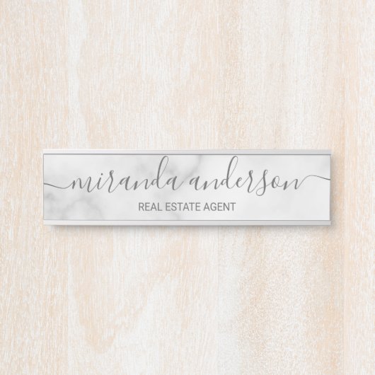 プロフェッショナルモダンスクリプト白大理石 サインプレート (正面)