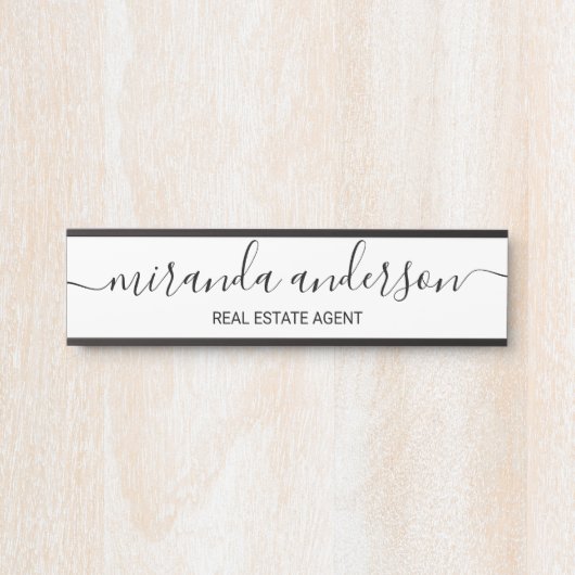 プロフェッショナルモダンスクリプト白黒 サインプレート (正面)