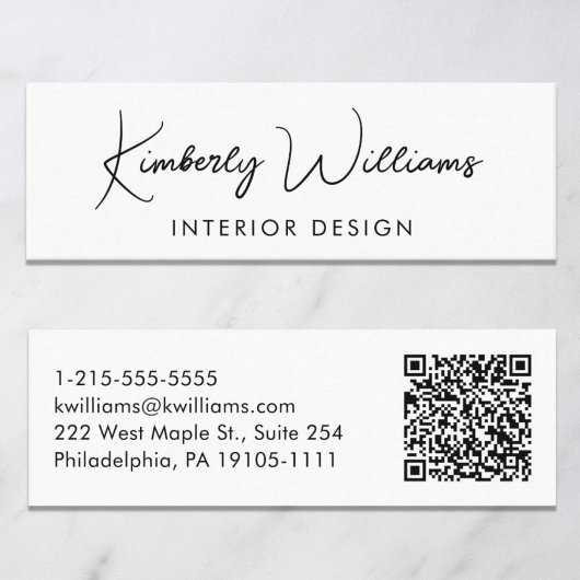 プロフェッショナルモダンスクリプトQRコード スキニー名刺
