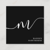 プロフェッショナルモダンスシンプルクリプトモノグラムイニシャル スクエア名刺 (正面)