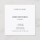 プロフェッショナルモダンスタイリッシュテンプレートラグジュアリー スクエア名刺 (裏面)