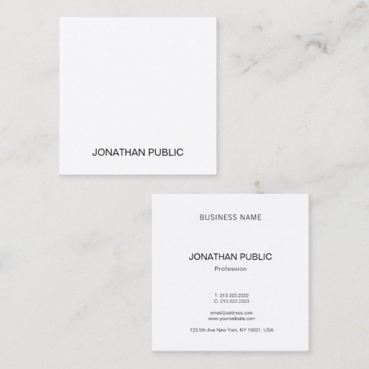 プロフェッショナルモダンスタイリッシュテンプレートラグジュアリー スクエア名刺 (正面/裏面)