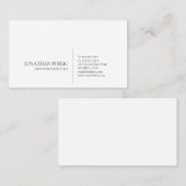 プロフェッショナルモダンスタイリッシュ白プレーン 名刺 (正面/裏面)