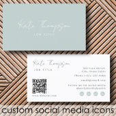 プロフェッショナルモダンセージグリーンミニマリストQRコード 名刺