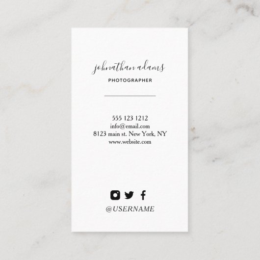 プロフェッショナルモダンソーシャルメディア写真 名刺 (裏面)