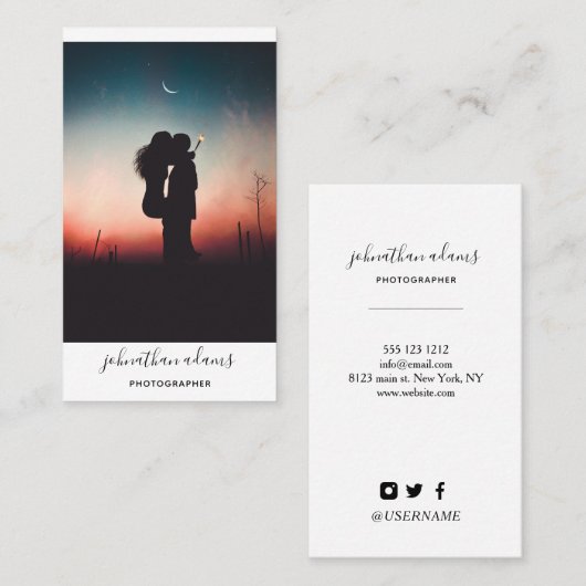 プロフェッショナルモダンソーシャルメディア写真 名刺 (正面/裏面)