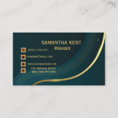 プロフェッショナルモダンターコイズおよび金ゴールド名刺 名刺 (裏面)