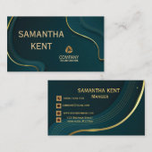 プロフェッショナルモダンターコイズおよび金ゴールド名刺 名刺 (正面/裏面)