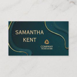 プロフェッショナルモダンターコイズおよび金ゴールド名刺 名刺