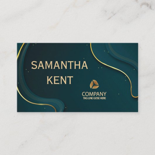 プロフェッショナルモダンターコイズおよび金ゴールド名刺 名刺 (正面)