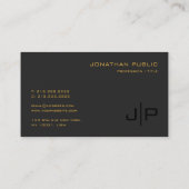 プロフェッショナルモダンテンプレートブラック&金ゴールドモノグラム 名刺 (裏面)