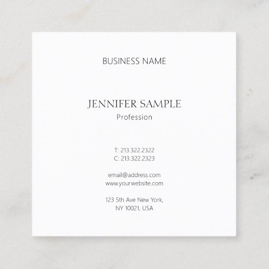 プロフェッショナルモダンデザインシンプルラグジュアリーシック スクエア名刺 (裏面)