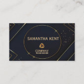 プロフェッショナルモダンネイビー&金ゴールド名刺 名刺 (正面)