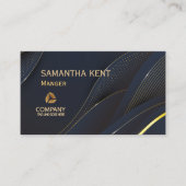 プロフェッショナルモダンネイビー&金ゴールド名刺 名刺 (正面)