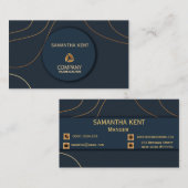 プロフェッショナルモダンネイビー&金ゴールド名刺 名刺 (正面/裏面)