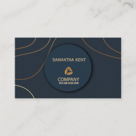 プロフェッショナルモダンネイビー&金ゴールド名刺 名刺