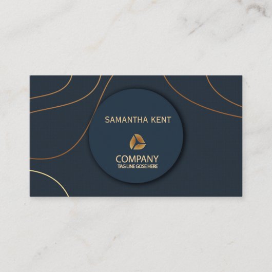 プロフェッショナルモダンネイビー&金ゴールド名刺 名刺 (正面)