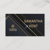 プロフェッショナルモダンネイビー&金ゴールド名刺 名刺 (正面)