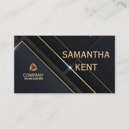 プロフェッショナルモダンネイビー&金ゴールド名刺 名刺
