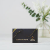 プロフェッショナルモダンネイビー&金ゴールド名刺 名刺 (スタンド正面)