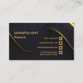 プロフェッショナルモダンネイビー&金ゴールド名刺 名刺 (裏面)