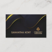 プロフェッショナルモダンネイビー&金ゴールド名刺 名刺 (正面)