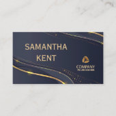 プロフェッショナルモダンネイビー&金ゴールド名刺 名刺 (正面)