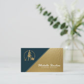 プロフェッショナルモダンハウス清掃サービス金ゴールド 名刺 (スタンド正面)