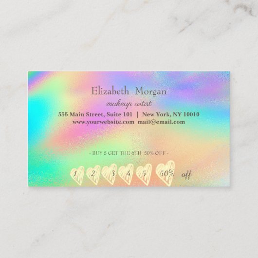 プロフェッショナルモダンハートレインボーホログラフィックカード ロイヤリティカード (裏面)