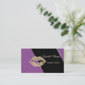 プロフェッショナルモダンバイオレットストライプキラキラの唇 名刺 (スタンド正面)