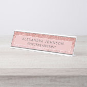 プロフェッショナルモダンバラ金ゴールドグリッター大理石 デスクネームプレート (正面)