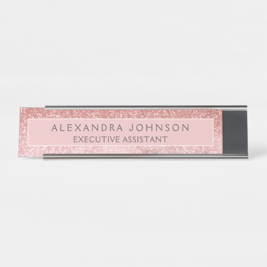 プロフェッショナルモダンバラ金ゴールドグリッター大理石 デスクネームプレート (正面)