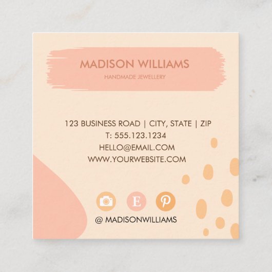 プロフェッショナルモダンパステルピンクイエローシェイプ スクエア名刺 (裏面)